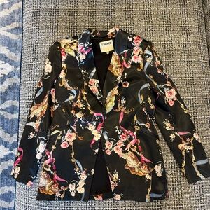 L'AGENCE Black and Pink Floral Blazer
